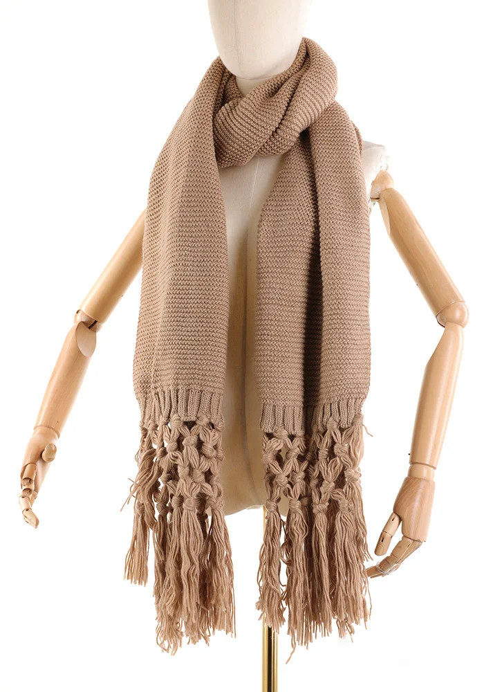 YF6103 Chunky Knit Fringe Scarf