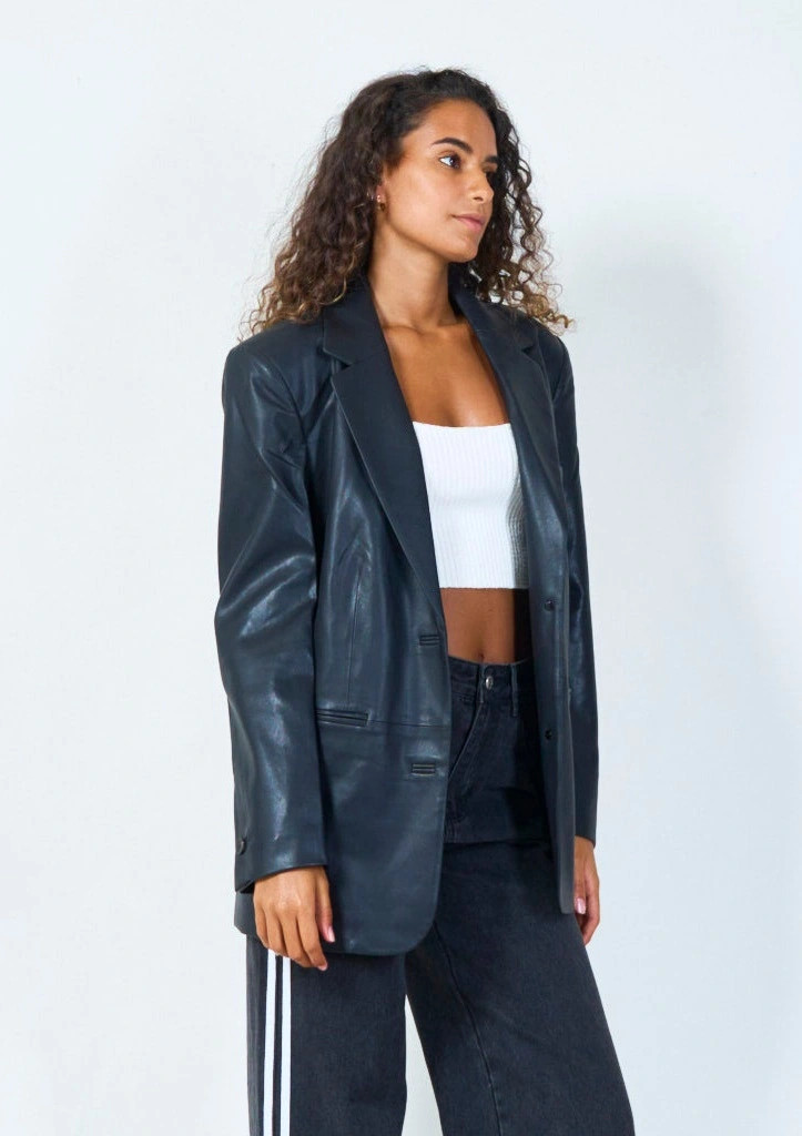 YV0509 Eco Leather blazer with notch lapel