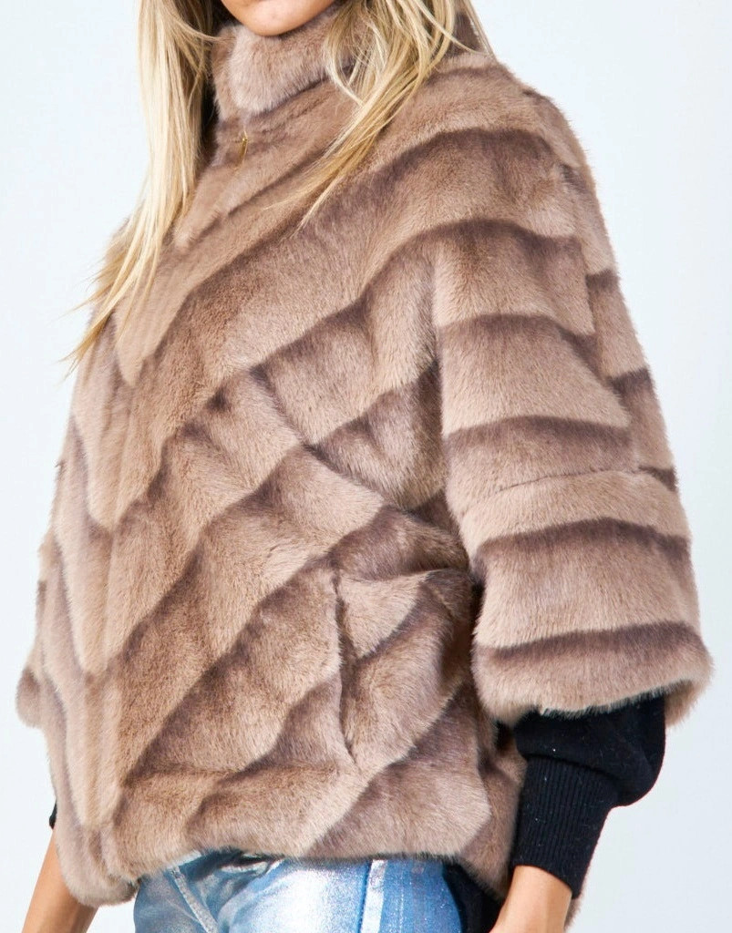 YV0500 Modern Chevron Eco Fur Jacket