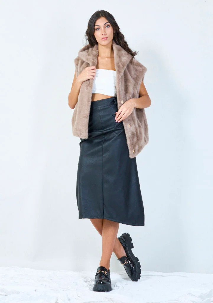 YV0496 Short-sleeved faux fur jacket