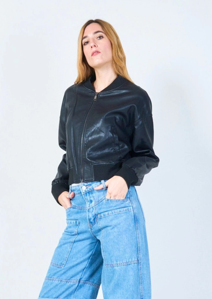 YV0507 Bomber Jacket with Zipper Closure