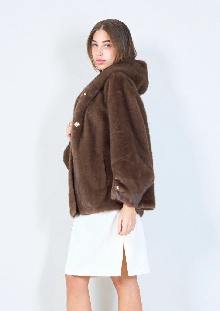 YV0512 Plush Ecofur Hooded Jacket