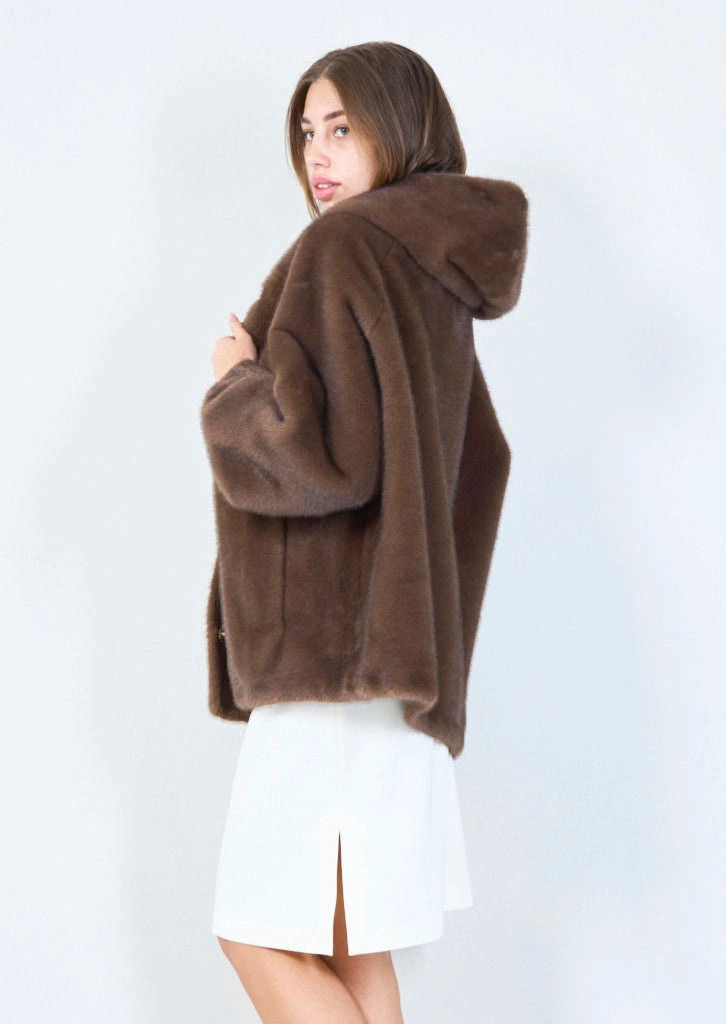 YV0512 Plush Ecofur Hooded Jacket