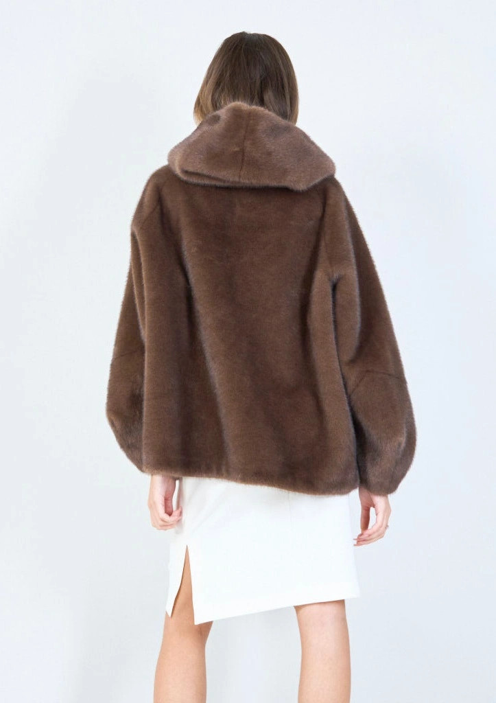 YV0512 Plush Ecofur Hooded Jacket