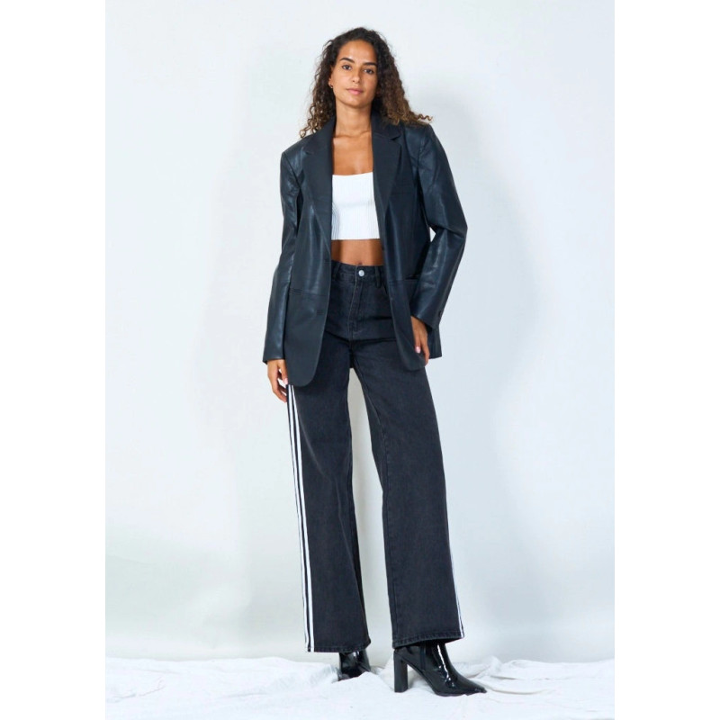 YV0509 Eco Leather blazer with notch lapel