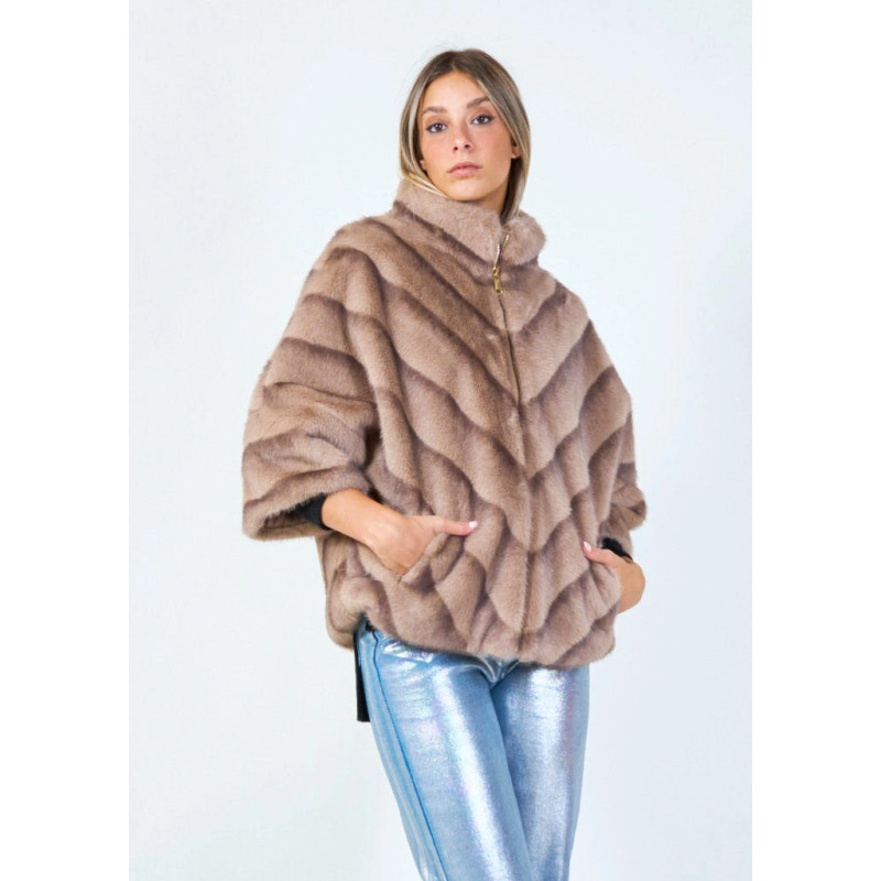 YV0500 Modern Chevron Eco Fur Jacket